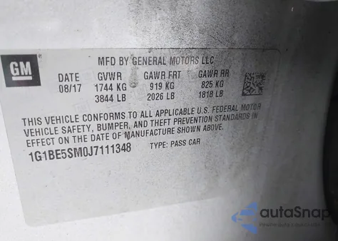 2018 Chevrolet Cruze Lt Auto from USA, damaged, VIN 1G1BE5SM0J7111348